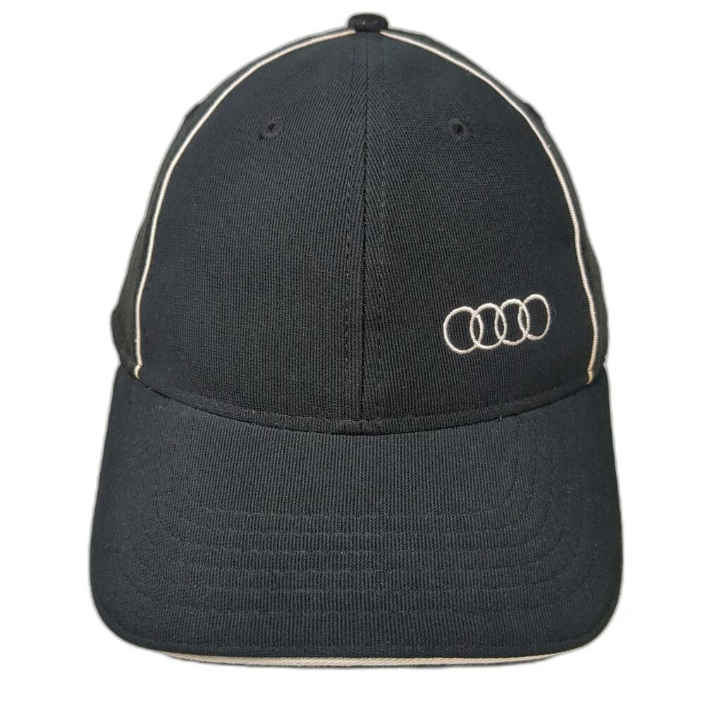 Audi Baseball Cap Black One Size Mesh Back Embroidered Logo Contrast Piping Hat
